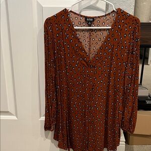 a.n.a Rust Leopard Print Blouse